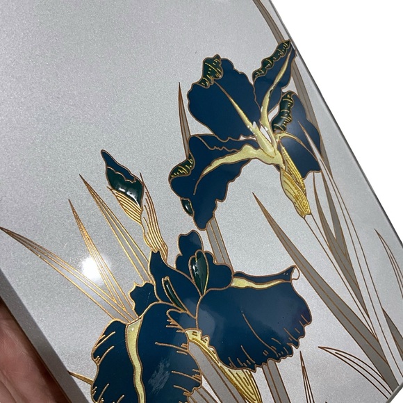 Vintage Made In Japan Royal Iris Lacquerware Address Book Unused Silver Blue NIB - Picture 6 of 10